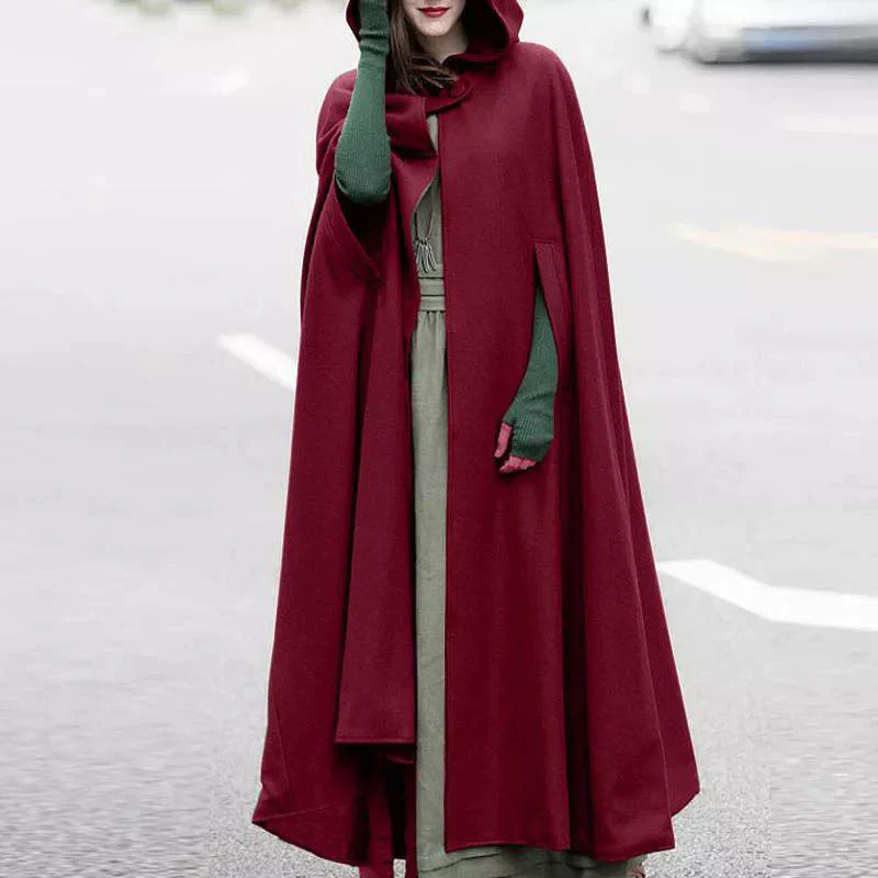 women's stylish long cape cloak hooded Coat Hoodies